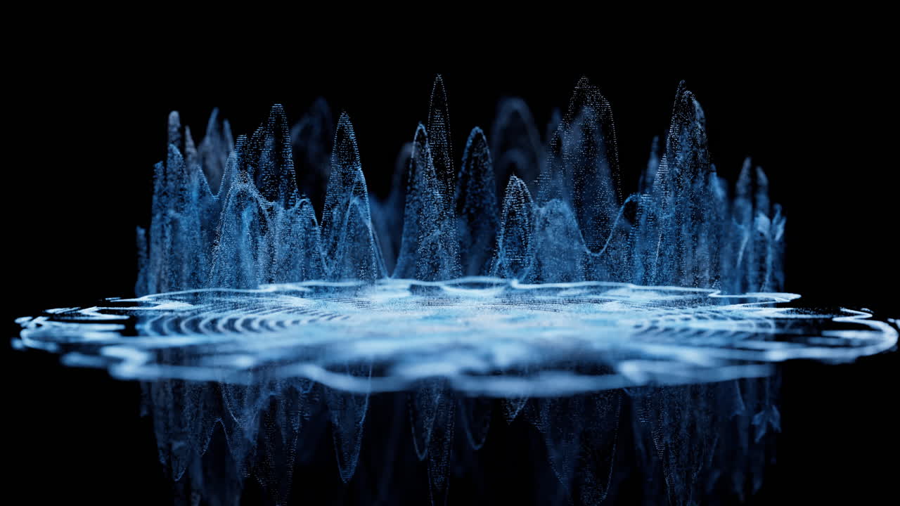 Particelle ondulate, sfondo fantasy, rendering 3D