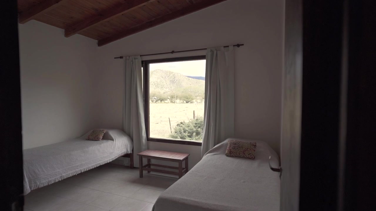 Comfortable bedroom in an authentic rural hotel in a native area. Hotel business. Argentina.