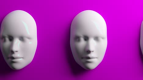 two white masks on a purple background