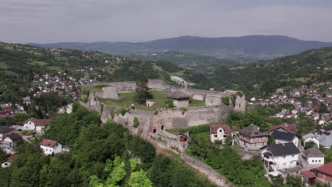 aerial view of the fortress jajce in bosnia and herzegovina