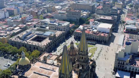 aerial shot of the neo-gothic cathedral of guadalajara in guadalajara, jalisco, mexico