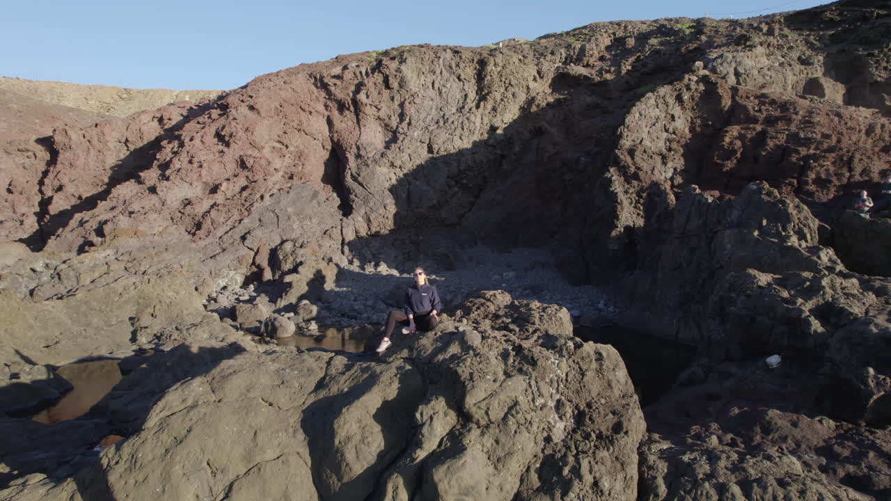 Aerial view Tourist enjoying the scenic volcanic landscape of Gran Canaria