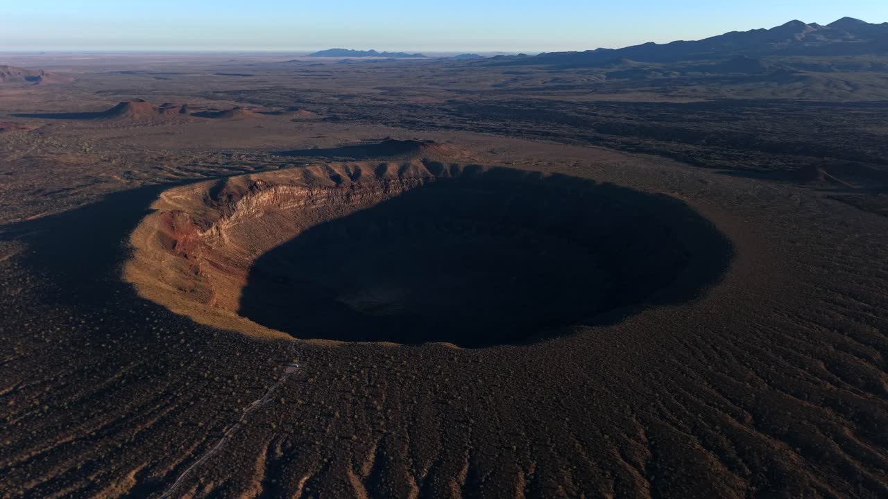 Aerial view of the El Elegante crater in the Altar desert in Sonora, Mexico