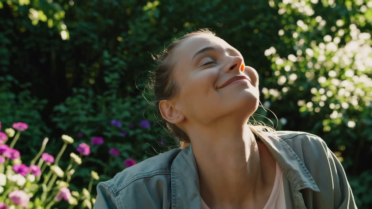 Donna che si rilassa in un giardino