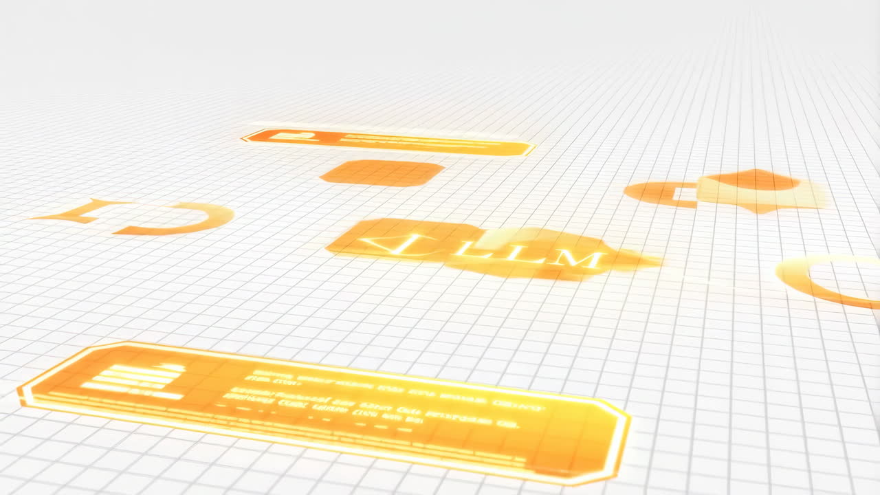 Abstract Digital Landscape with LLM and Data on a Grid
