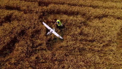 Downed But Not Out Drone's Unexpected Demise Amidst a Sea of Golden Wheat in Rural Latvia Cautionary Tale Captured in a Wide-Angle Panorama