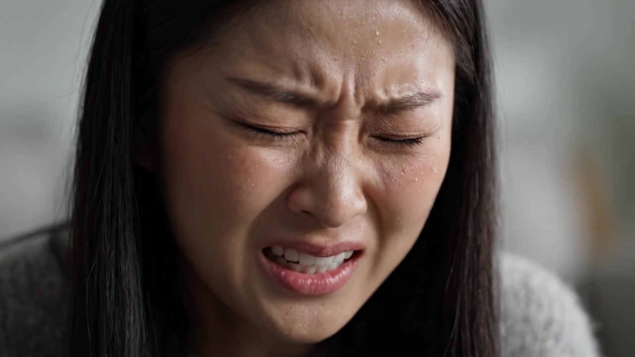 若い女性の感情的な葛藤：人生の心に響く困難に直面しながら、圧倒的な悲しみと痛みの感情を乗り越える