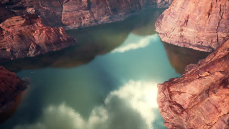 aerial view of a canyon with a river