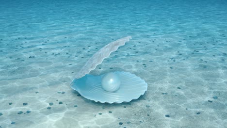 beautiful pearl in the shell on the seabed