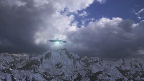 ufo over snowy mountains