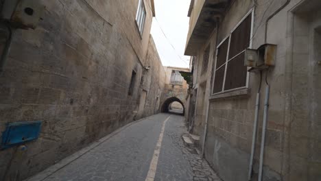 historical sanliurfa houses and empty street in turkey. 4k footage in turkey