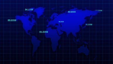 numbers rising against world map in background