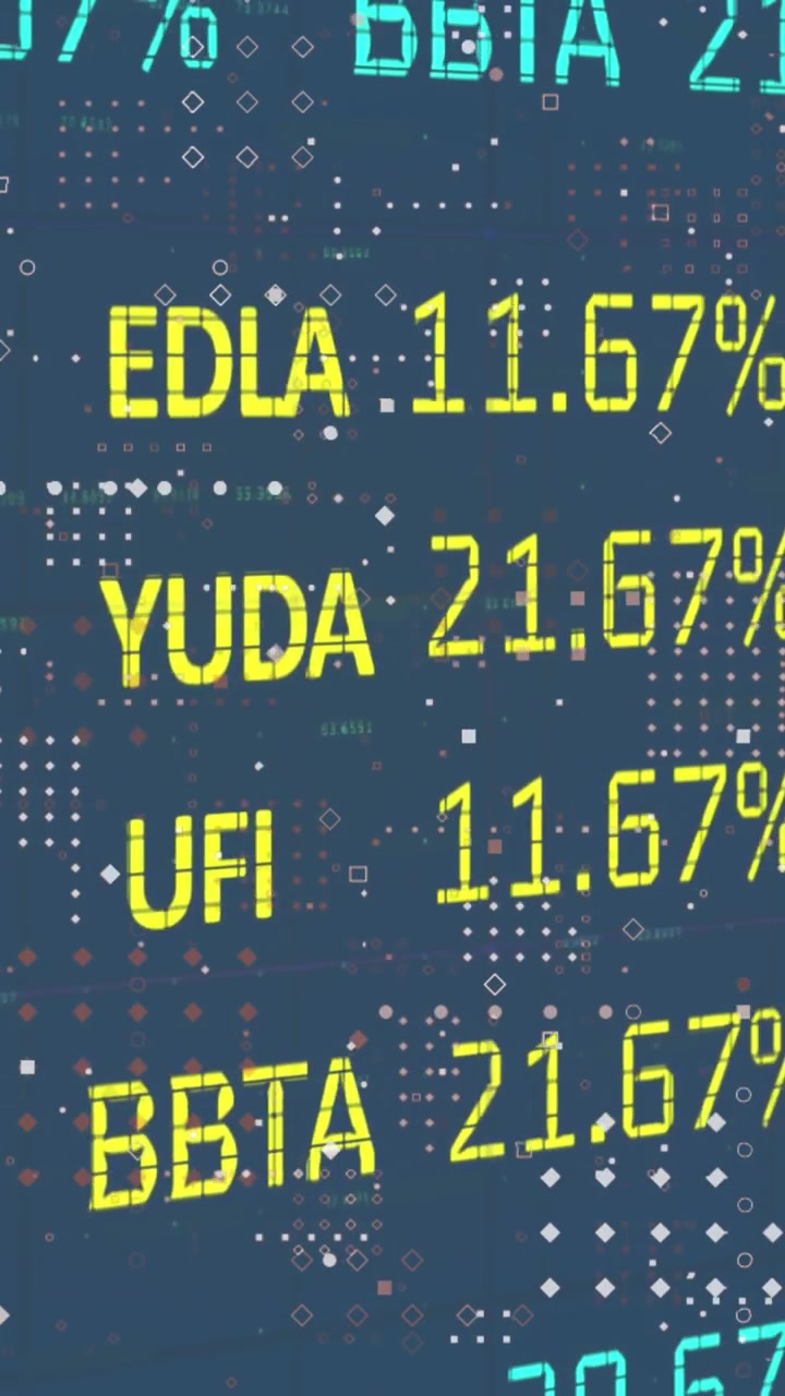 Animation of looping trading board over illuminated dots and changing numbers on black background