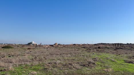 the view on land in archaeological park in paphos, cyprus