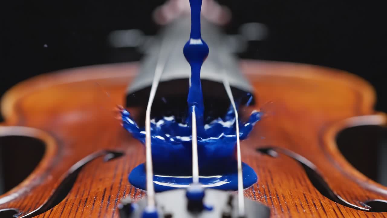 Violin with Blue Paint Splash