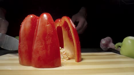 Cutting a Red Bell Pepper