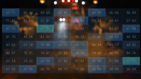 animation of financial data processing over cars on street