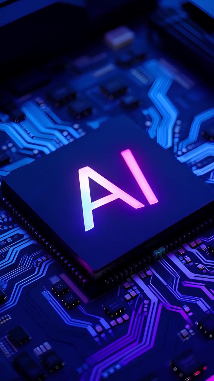 Futuristic AI Chip Motherboard Technology Background 4K