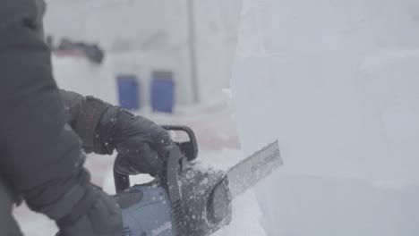 ice carving with chainsaw