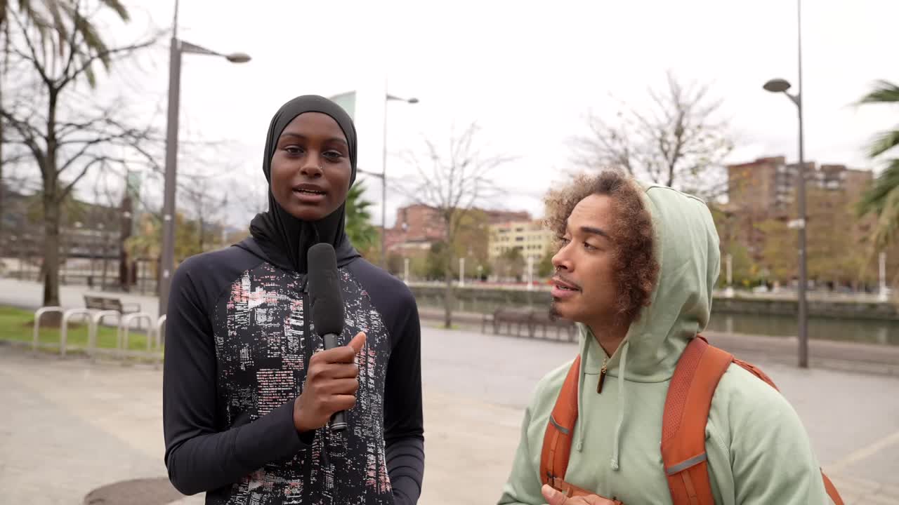People on the Street with Microphone