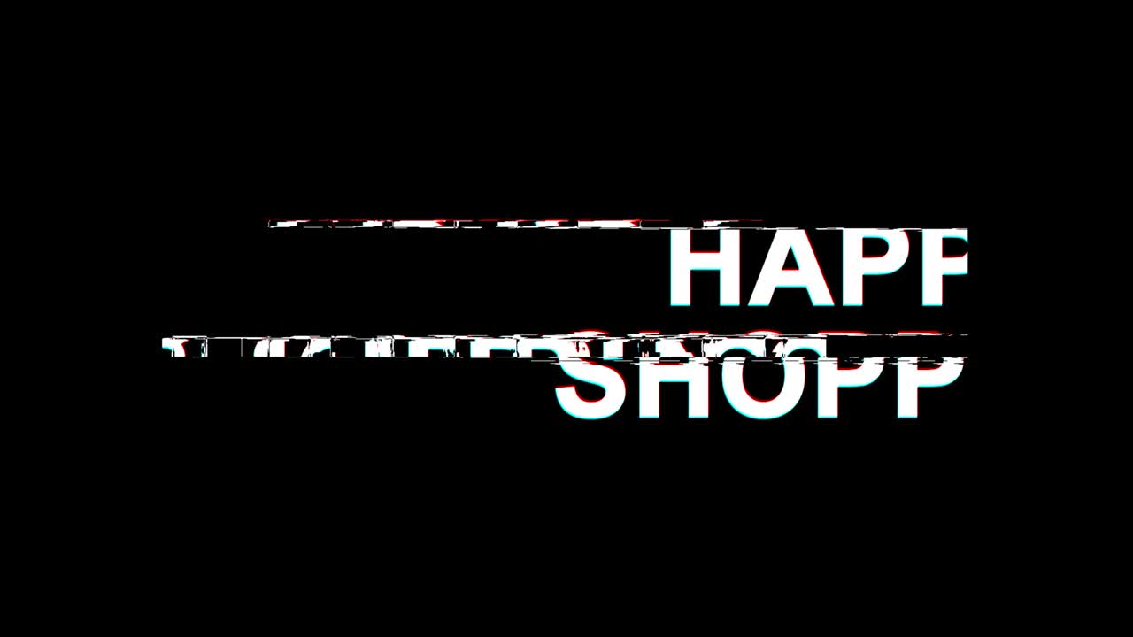 efecto de fallo de compras feliz texto distorsión de televisión digital animación en bucle 4k