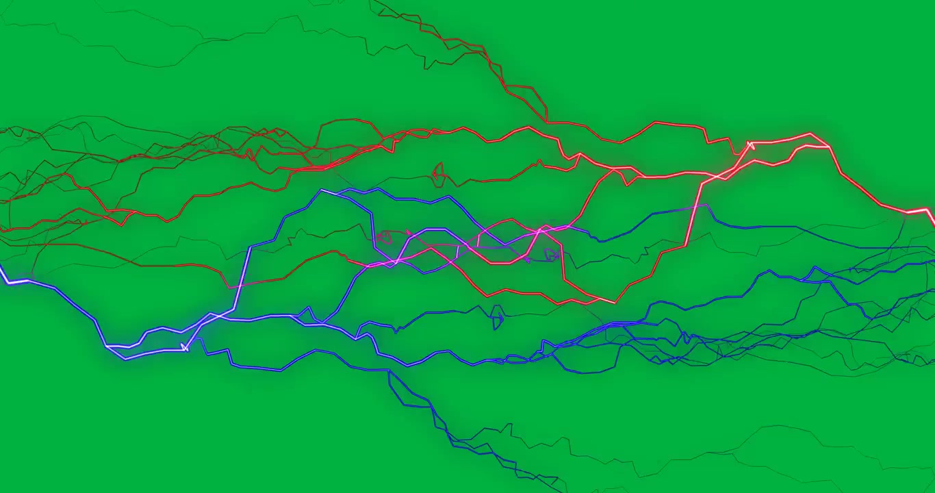 Animazione di scariche elettriche multicolori che esplodono su sfondo bianco