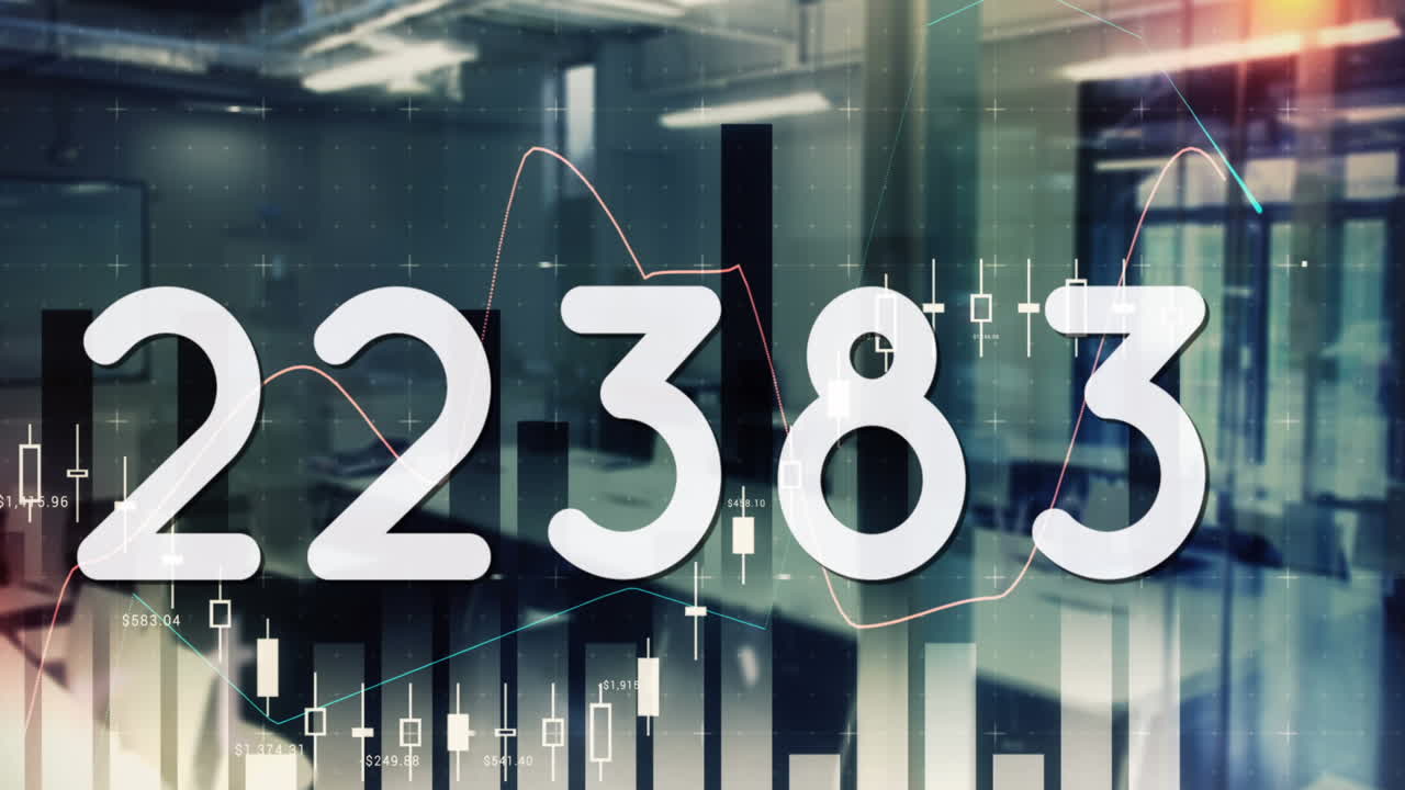 Animation of numbers changing over statistics and data processing