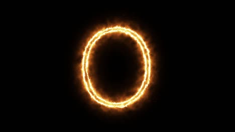 la letra "o" de la llama ardiente. fuente de quema ardiente o texto alfabético de hoguera con efecto de calor ardiente y brillante. renderización 3d.