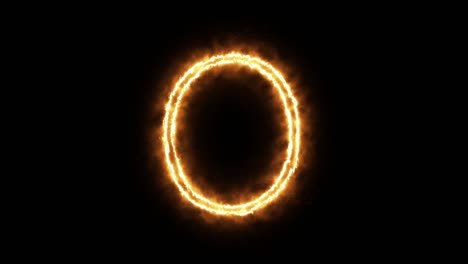 the letter "o" of burning flame. flaming burn font or bonfire alphabet text with sizzling fiery shining heat effect. 3d rendering.