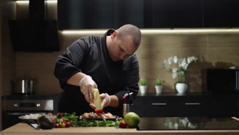 chef preparing gourmet food in a modern kitchen