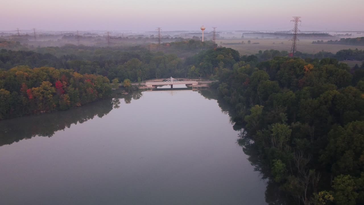 Cinematic Flyover at First Light — Wooded Lake, Ontario