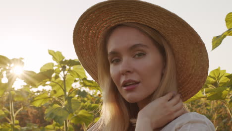 pretty woman in sunflower field