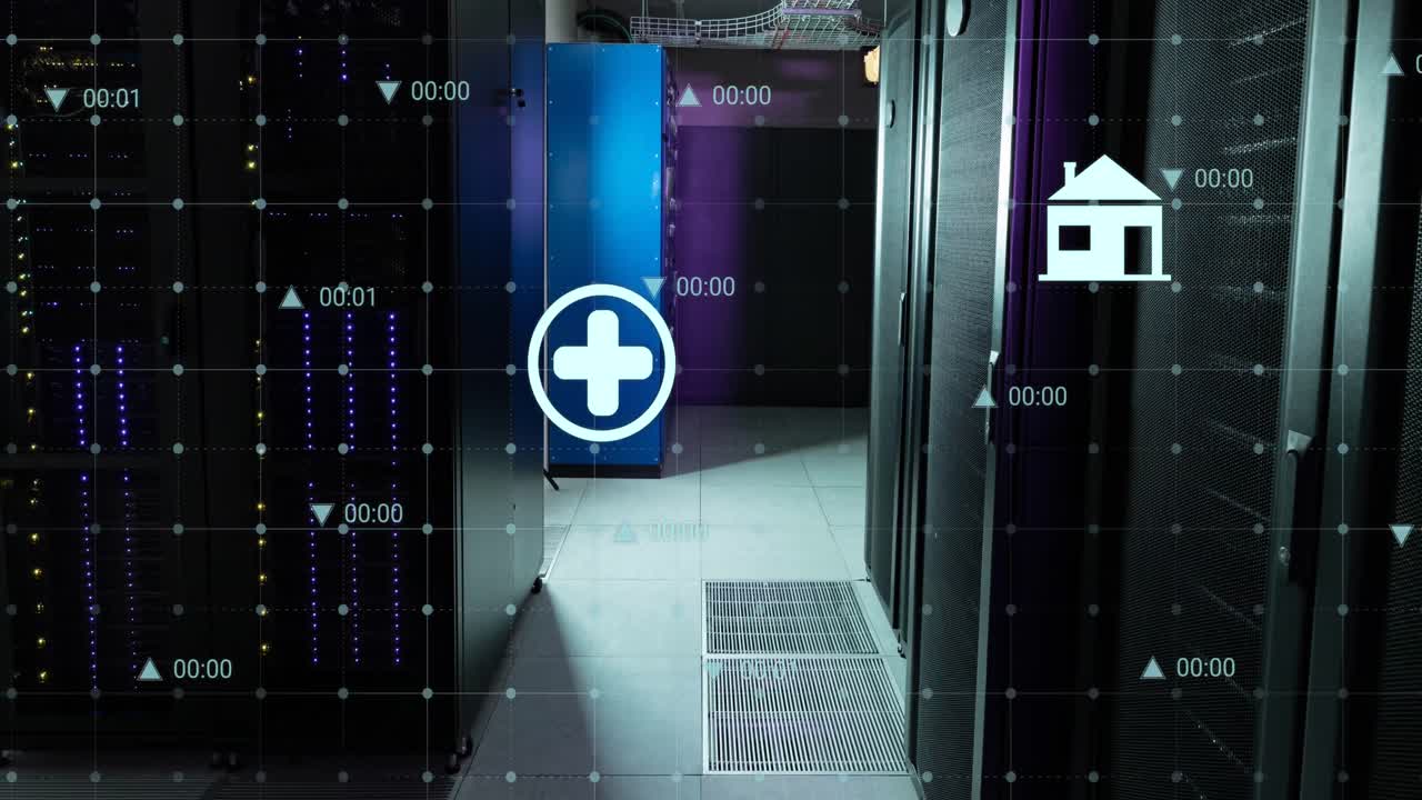 Animation of icons and data processing over computer servers