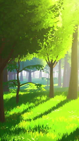 sunlit forest scene