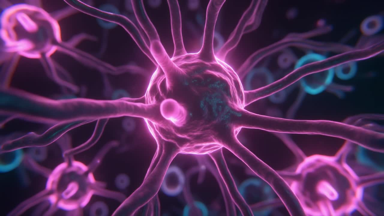 Abstract Animation of a Glowing Neuron Transmitting Impulses