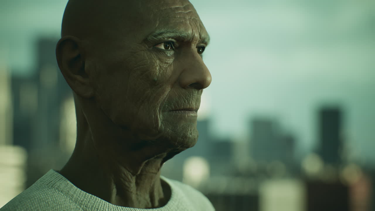 anciano asiático en la ciudad