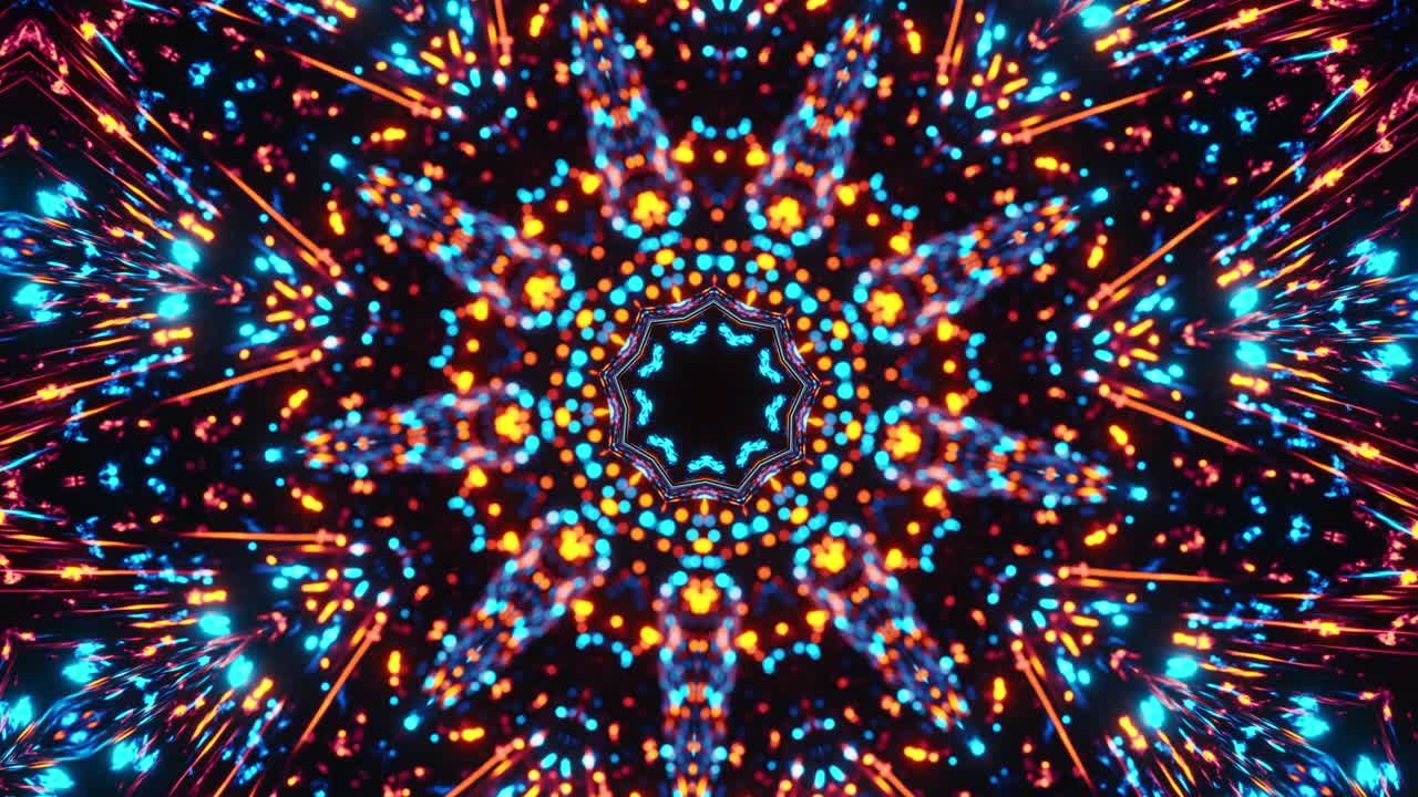 Colorful abstract animation of star. Kaleidoscope VJ loop