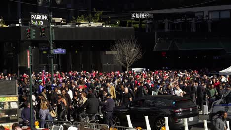 under the bright sun, trump’s supporters fill the space around madison square garden, their presence a show of solidarity