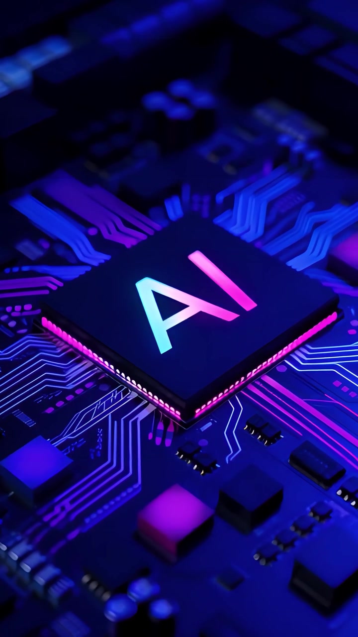 Futuristic AI Chip Motherboard Technology Background 4K