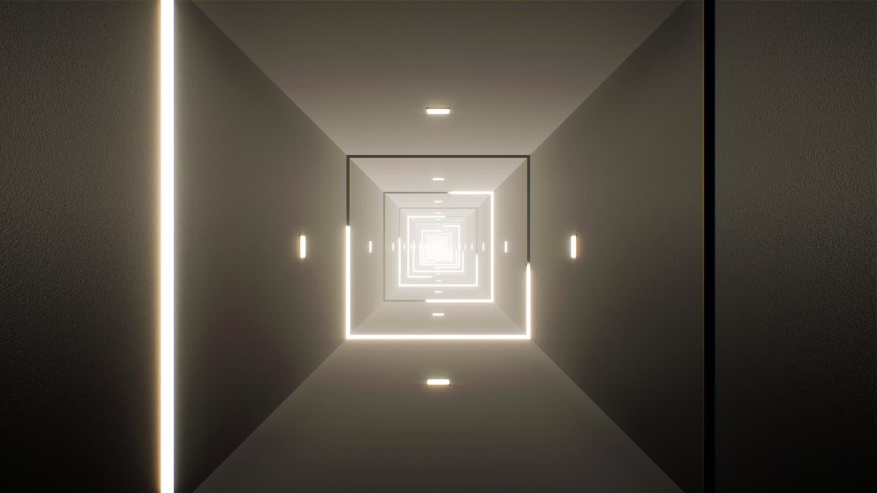 trazo de luz cuadrado en el bucle de túnel de color mono vj