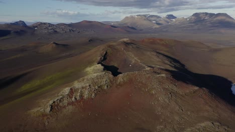 beautiful quiet mountain ranges of hekla, iceland -aerial