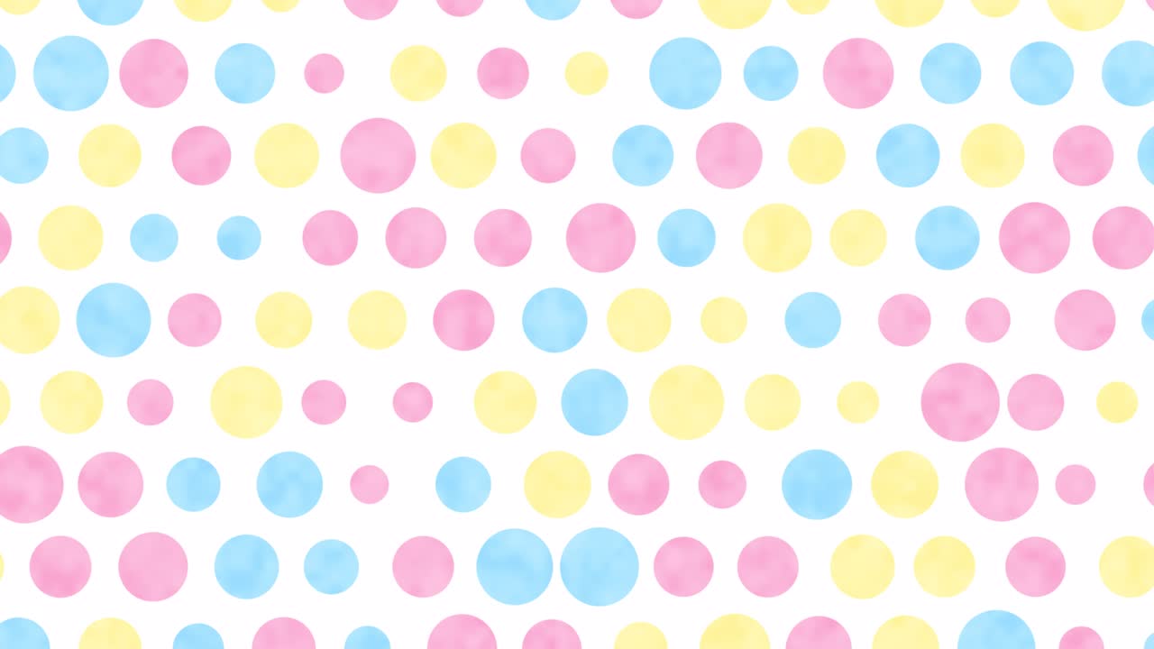 색 배경에 떠다니는 파스텔 폴카 점들.