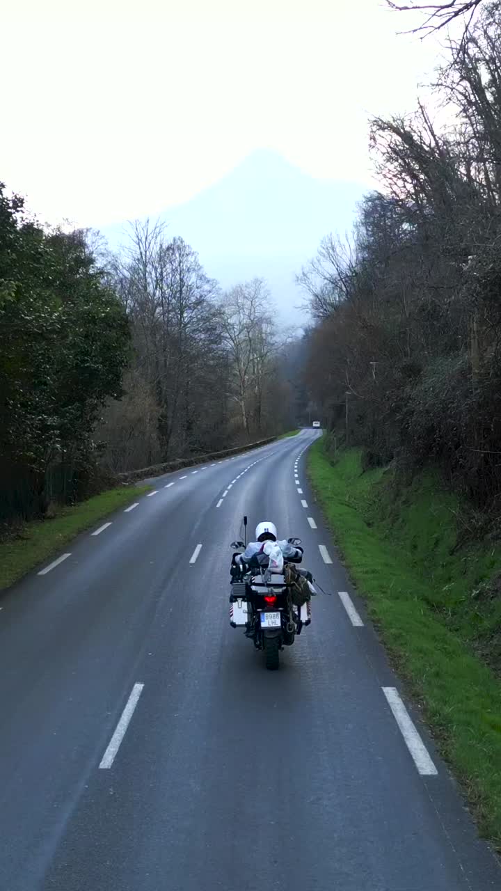 Motorcycle ride on a scenic mountain road