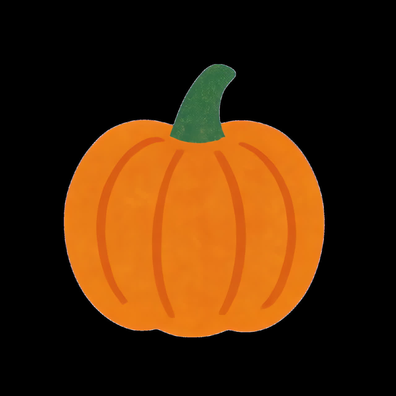 Vibrant pumpkin illustration animation isolated asset, transparent 4K video, alpha channel, ProRes