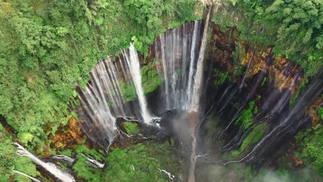 aerial view of tumpak sewu waterfalls in east java indonesia