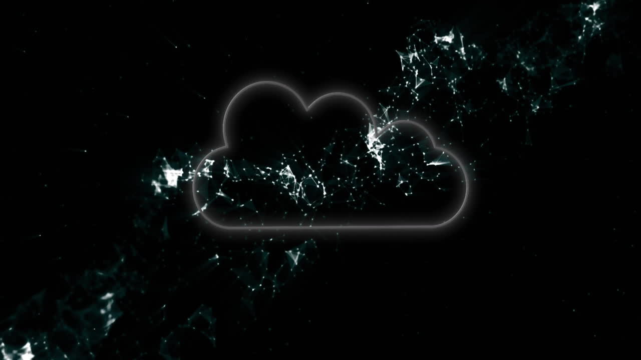 animación del icono de la nube sobre luces brillantes sobre un fondo oscuro