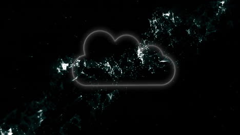 animación del icono de la nube sobre luces brillantes sobre un fondo oscuro