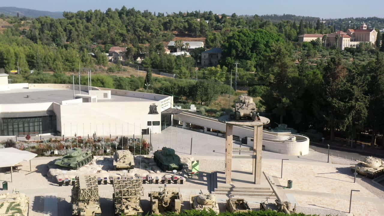 Armored Corps Flag and Tanks, Latrun Israel Drone View