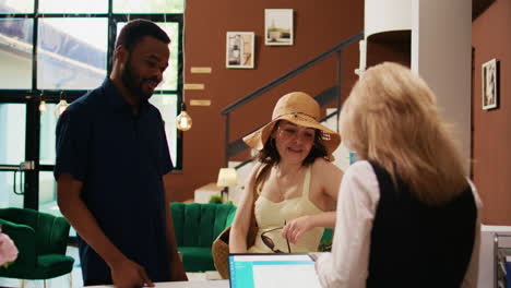 hotel guests showing passports