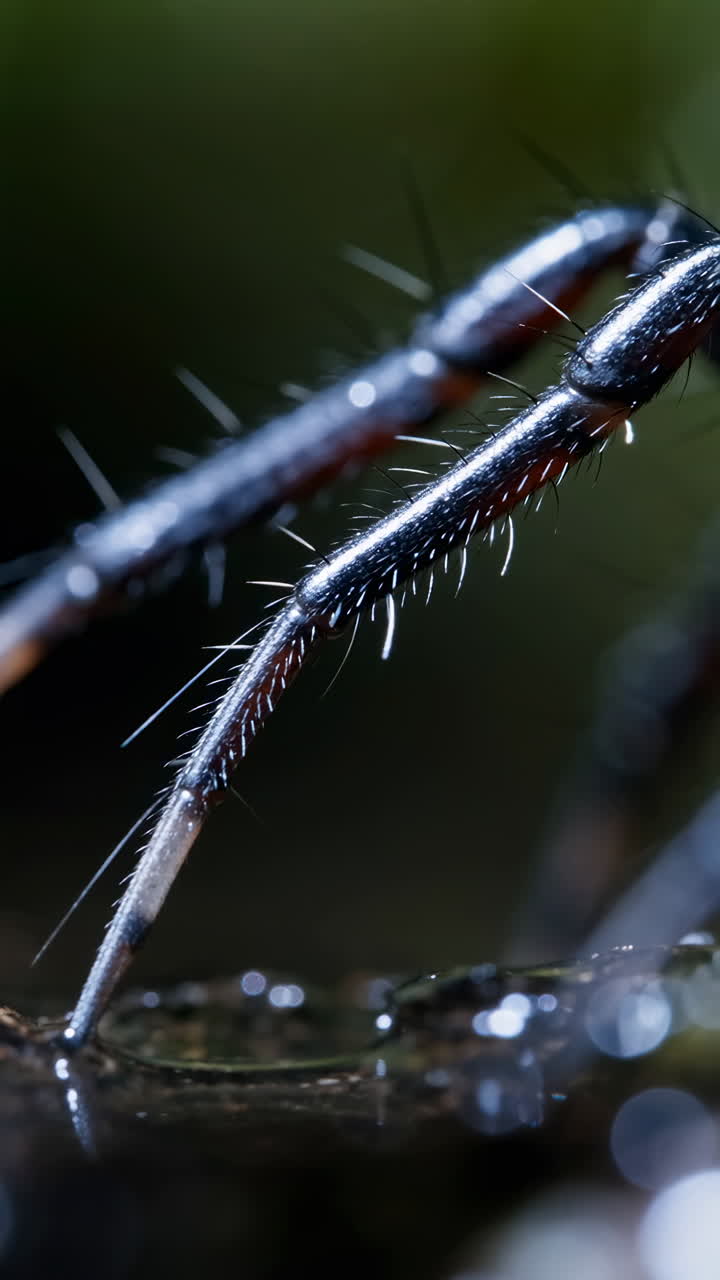 Close-up of insect leg on water